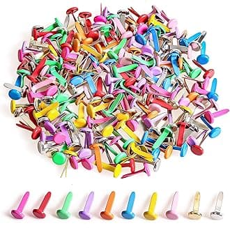 moinkerin 200 Pcs Paper Fasteners Split Pins Crafts 0.3 x 0.63inch Mini Brads for Paper Crafts Multicolor Brad Fasteners for DIY,Crafting,Scrapbooking,Stamping Round Head fasteners for Office (8x16mm)