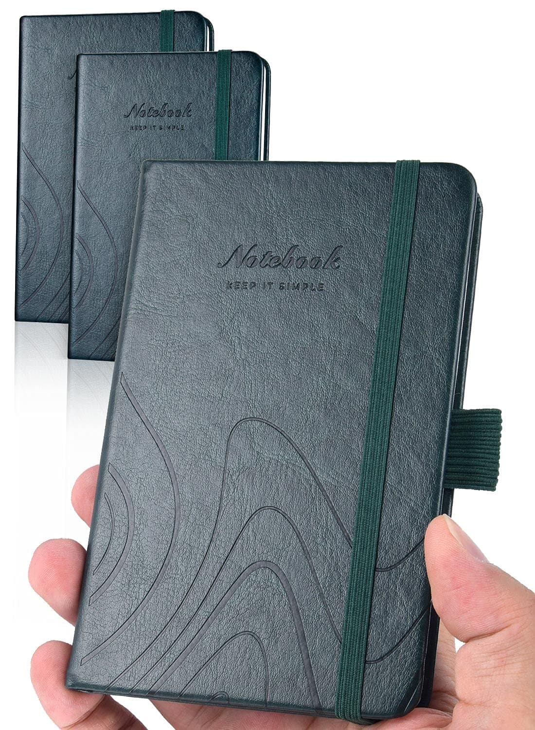 AISBUGUR Pocket Notebook, Small Notebook, 2-Pack Total 320 Pages,3.7" x 5.7" Pocket Notebook (2 Pack, dark green)