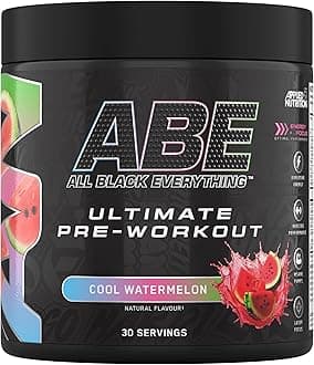Applied Nutrition ABE Pre Workout - All Black Everything Pre Workout Powder, Energy & Physical Performance with Citrulline, Creatine, Beta Alanine (375g - 30 Servings) (Cool Watermelon)