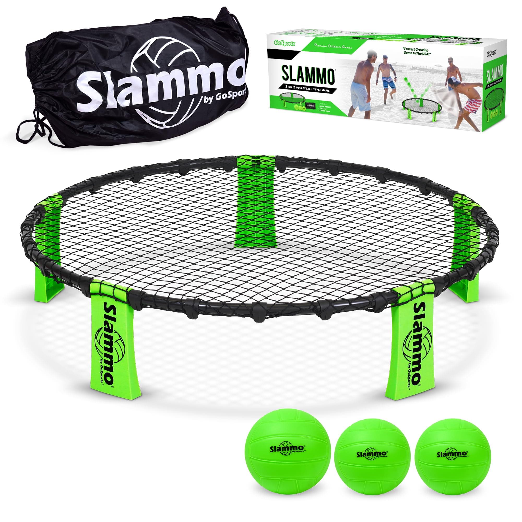 Slammo Game Set (Includes 3 Balls, Carrying Case and Rules) - Outdoor Lawn, Beach & Tailgating Roundnet Game for Kids, Teens & Adults