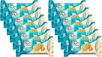 NutriChoice Oats Almond Milk 2.64oz (75g) - Crispy, Crunchy Tea Moments - Breakfast & Tea Time Snacks (Pack of 12)