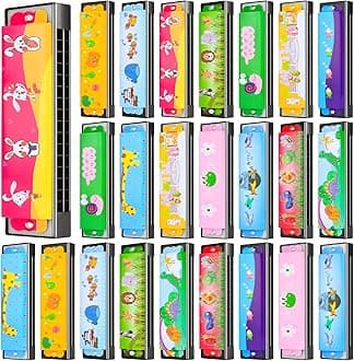 24 Pcs Harmonica for Kids Lightweight Harmonicas with Double Row of 16 Holes, Harmonica for Toddler Kids Adult Beginners' Musical Instrument Toy (Over 3 Years Old)