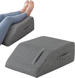 Leg Pillow Elevation Blood Circulation, Leg Wedge for Elevation for Swelling, Leg Elevating Pillow for After Surgery, Memory Foam Foot Knee Pillow for Back Sleeping 23.6×16.8×8 Inch Dark Grey