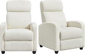 Yaheetech 2-Seat Corduroy Pushback Recliner Chair Living Room Chair with Thick Seat Cushion and Backrest Reclining Chair for Living Room Beige