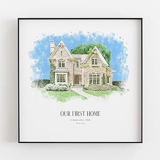 Personalised Watercolour House Portrait, New Home Print Gift, Housewarming Gift, House Sketch, Venue Drawing, Our First Home, Realtor Gift, V1 House Canvas (10x10)