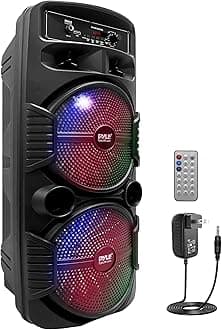Pyle Portable Bluetooth PA Speaker System - 600W Rechargeable Outdoor Bluetooth Speaker Portable PA System w/ Dual 8ââ‚¬Â Subwoofer 1ââ‚¬Â Tweeter, Microphone In, Party Lights, USB, Radio, Remote - PPHP2835B