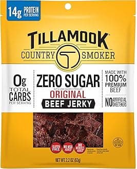 Tillamook Country Smoker Zero Sugar Keto Friendly Beef Jerky, Original, 2.2 Ounce