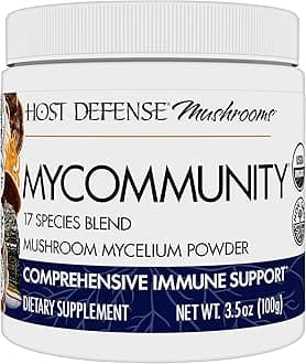 MyCommunity Powder - 17 Species Blend Mushroom Supplement for Immune Support - Extract with Lion's Mane, Reishi, Chaga, Cordyceps, Turkey Tail & More - 100g (66 Servings)*