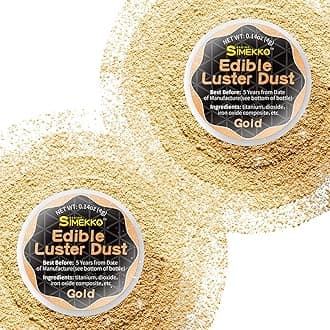 Edible Glitter Gold Dust for Drinks: SIMEKKO Luster Dust Edible Suit for Wine,Cocktails, Champagne, Drinks & Beverages. Luster Dust Edible Set for Baking Cake Decoration(2bottles, 4gram each bottle)