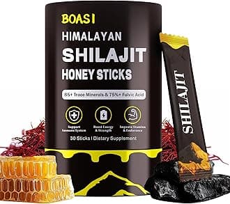 Shilajit Honey Sticks with Organic Saffron,85+Trace Minerals,75%+ Fulvic Acid,Enhance Cognitive Functions Boost Energy&Strength,30PCS