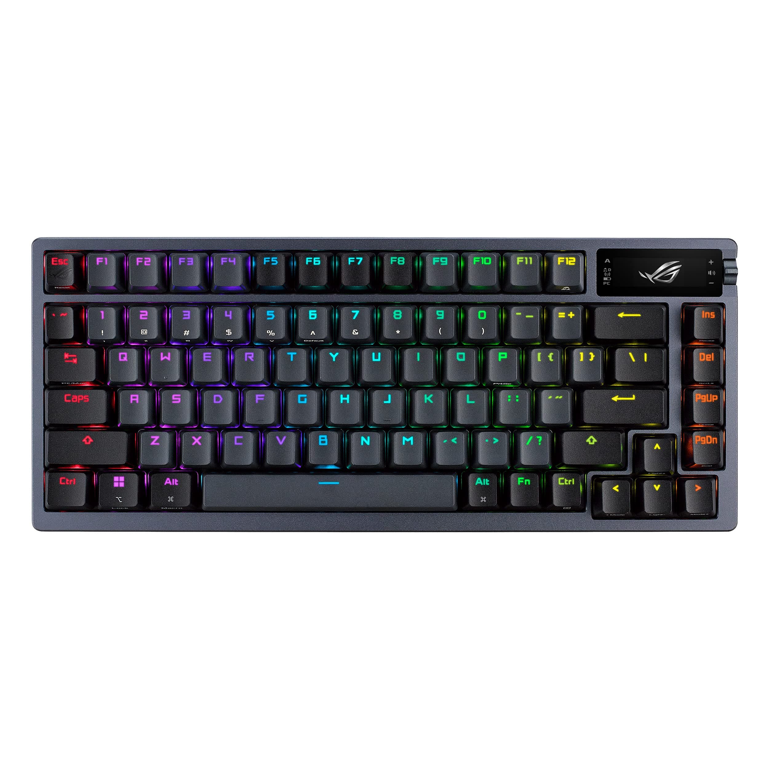 ASUS ROG Azoth 75 Wireless DIY Custom Gaming Keyboard, OLED display, Gasket-Mount, Three-Layer Dampening, Hot-Swappable Pre-lubed NX Red Switches & Keyboard Stabilizers, PBT Keycaps, US layout