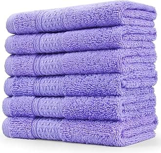 Cleanbear Wash Cloths Cotton Facecloths, Large Face Cloths 6 Ultra-Soft Washcloths for Bathroom and Guestroom, Fade-Resistant Face Towels 13 by 13 Inches (Lavender)