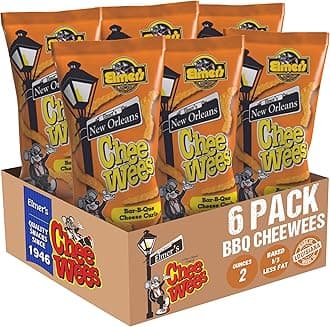 Elmer's New Orleans Chee-wee's, Authentic NOLA BBQ Flavor, Irresistible Crunchy Snack Delight 2 oz Bags, Pack of 6