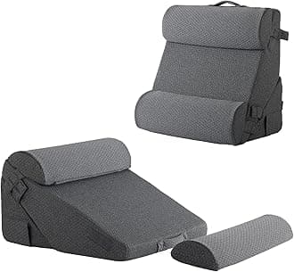Bedluxe Adjustable 4pcs Bed Wedge Pillow Set, Memory Foam Wedge Pillow Post Surgery for Back, Neck, Leg Pain Relief, Pillow Wedge for Sleeping, Sitting up in Bed, Acid Reflux and GERD, Dark Grey