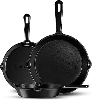 Utopia Kitchen Pre-Seasoned Cast Iron Skillet Set 3-Piece - 6 Inch, 8 Inch and 10 Inch