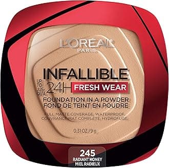 Makeup Infallible Fresh Wear Foundation in a Powder, Up to 24H Wear, Waterproof, Radiant Honey, 0.31 oz. (Packaging May Vary)