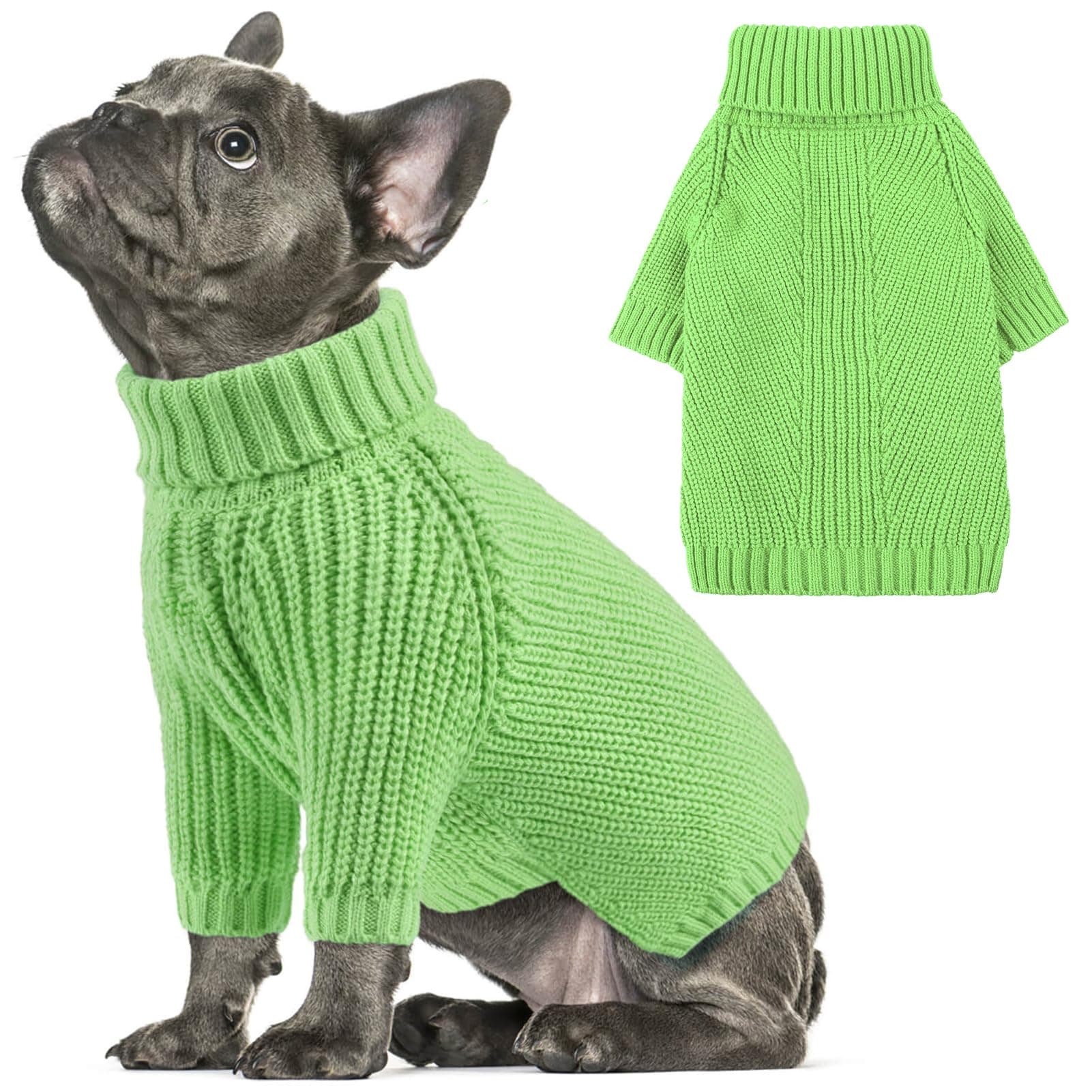 AOFITEE Dog Sweater for Small Dogs, Solid Knitted Dog Pullover Sweater, Warm Winter Turtleneck Puppy Cat Sweater for Dog Girls Boys, Small Dog Sweater for Chihuahua, Bulldog, Dachshund, Yorkie XS