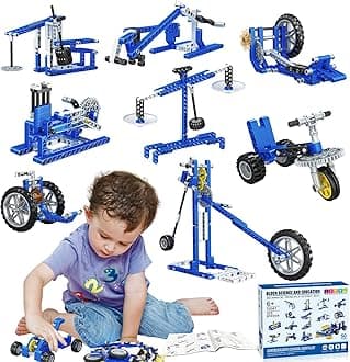 50-in-1 STEM Building Toys, 325 PCS Building Blocks Construction Engineering Kits for Kids Ages 6-12, Learn Mechanical & Physics Principles Creative Educational Birthday for Boys Girls