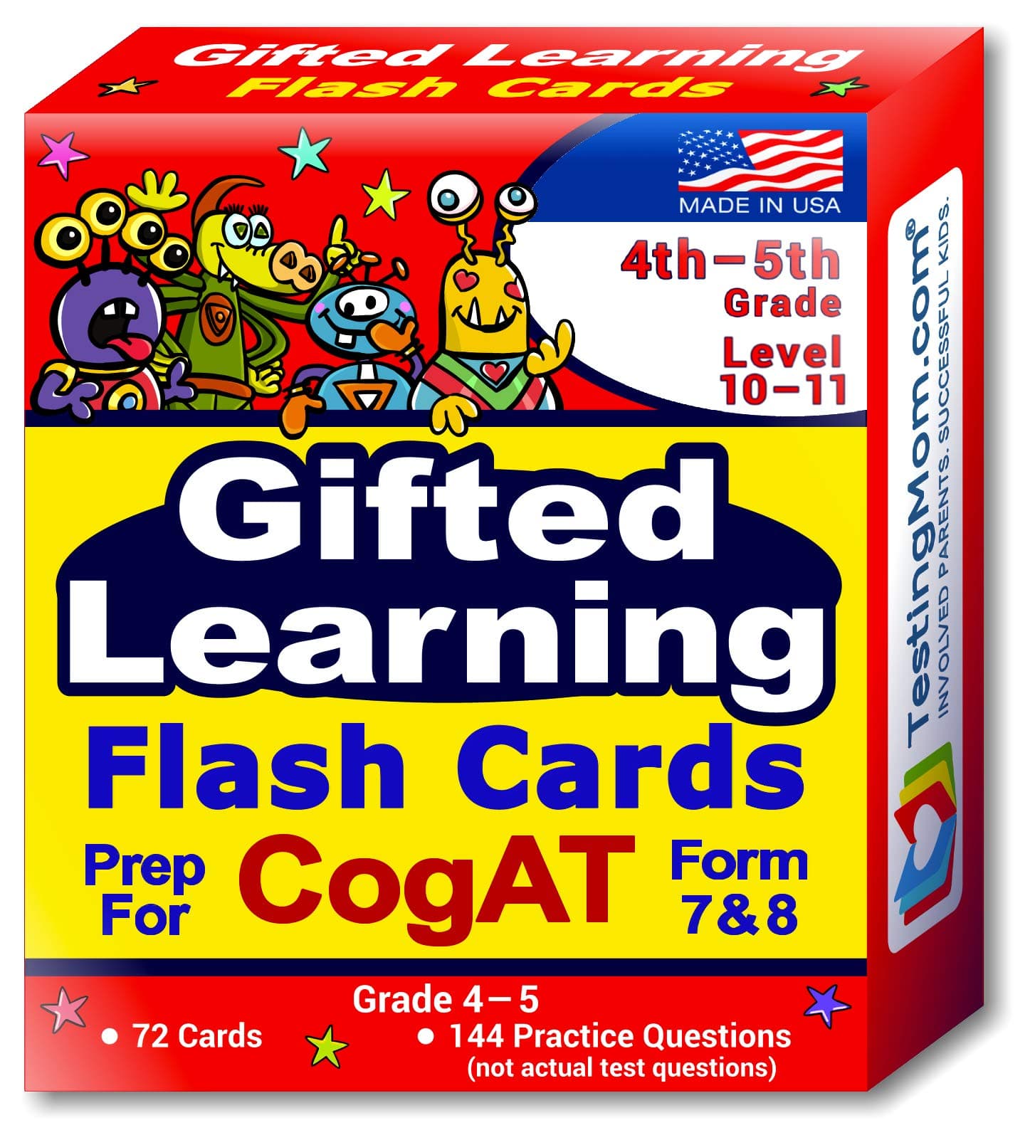 TestingMom.com CogAT Test Prep Flash Cards Grade 4 (Level 10) - Grade 5 (Level 11) 140+ Practice Questions Tips for Higher Scores on The CogAT Verbal & Non-Verbal