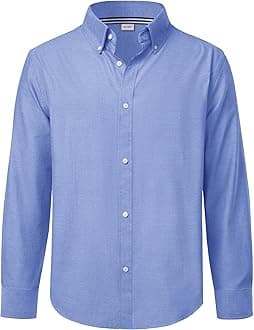 J.VER Boy's Long Sleeve Oxford Dress Shirts Solid Casual Button Down Collar Shirt Kids Formal Uniform Tops