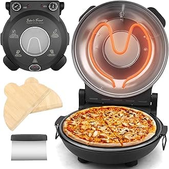 Baker'S Friend - Indoor Electric Pizza Oven, 12 Inch Machine For Home, Cooker And Grill, Premium Glazed Ceramic Stone Oven