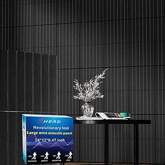 16 Pack Large Fold Soundproof Wall Panels,12 x 12 x 0.47 in Sound Proof Foam Panels for Walls, High Density, Thicker 0.47in, Acoustic Panels, Sound Dampening Panels Black