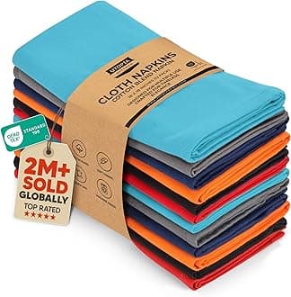 Utopia Kitchen Cloth Napkins [12 Pack] 46x46cm, Cotton Blend Washable and Reusable Table Dinner Napkins for Hotel, Lunch, Restaurant, Weddings, Event and Parties (Multi Color)