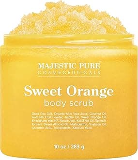 Sweet Orange Body Scrub for All Natural Skin Care - Exfoliating Multi Purpose Body and Facial Scrub Moisturizes and Nourishes Face and Skin - 10 oz - Great Gift for Her