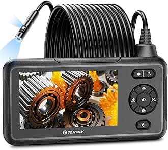 Industrial Endoscope Borescope Inspection Camera with Light, Dual Lens Snake Drain Bore Scople Digital Cameras 1080P, 4.3 Inch LCD Screen, 16.5FT Semi-Rigid Cable (Black)