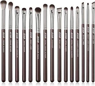 Jessup Eye Makeup Brushes Set Professional 15pcs Brown Eyeshadow Eyebrow Concealer Eyeliner Blending Brush for Makeup Premium Synthetic Eye Make Up Brushes Set, T499