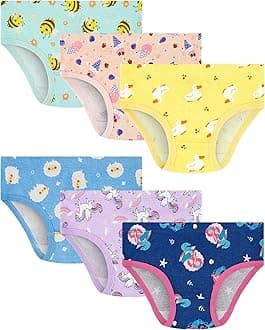 100% Cotton Girls Underwear Tagless Comfort Toddler Panties (6-Pack)