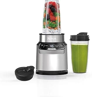 Ninja Blender | Nutri Pro | Auto IQ Blend | Smoothies, Shakes, Frozen Drinks, Salsa, Dips | Includes (2) 24 oz. To-Go Cups & Spout Lids | Crushes Ice, Fruit & Veggies |1100 Peak Watt | Silver | BN401