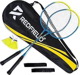 Redfield Badminton Set for Outdoor Backyard Games - 2 Badminton Rackets - 2 Shuttlecocks - Carry Bag - Complete Set for 2 Players