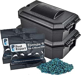 Pest Expert Formula B+ Advanced Rat Killer Poison Bait 3kg, Professional Strength Single Feed Brodifacoum Grain & 2 x Rat Bait Boxes - Heavy Duty & Lockable