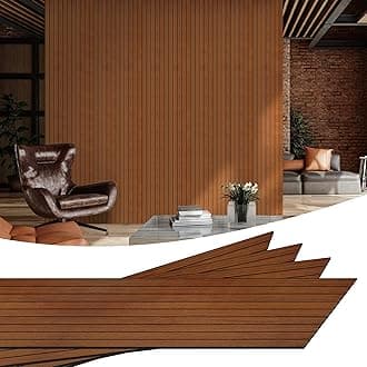 WADILE PVC Wood Grain Panels for Wall, 2.6 M Soundproof Wall Panels for Wall Paneling, 3D Wall Panels for Interior Decor, Cover 1.04 ㎡ Dark Brown
