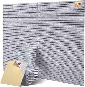 16 Pcs Pro Grade Soundproof Wall Panels,Acoustic Panels,Premium Sound Panels,Better than Foam,Wedge Design,with Adhesive on Back,For Acoustical Treatments/Professional Studio,12×12×0.4 in(Light grey)