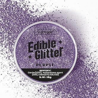 (10g) Elegant Purple Edible Glitter for Cocktails, Drinks, Cakes - 100% Food Safe Edible Drink Glitter Cake Dust Bulk - Easter Halloween Food Decoration Wedding Party - No Taste