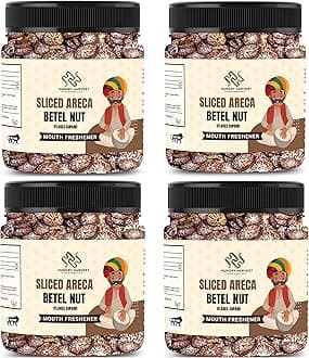 Hungry Harvest Sliced Betel Nut | Sliced Areca Nut | Cutting Supari Kachi Sopari | Kachi Cutting Sliced Supari | Raw Unflavoured Flakes [Jar Pack] (500 Grams (Pack of 4 of 125 Grams))