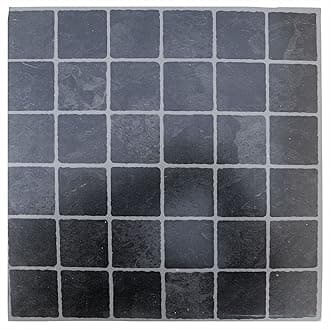 Floor Tiles self Adhesive Small Black Grey Tile Vinyl Flooring Kitchen 16 Tiles (16ft²)