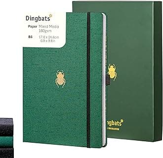 Dingbats* Pro Lined Large B5 Notebook with Gift Box - Textile Cover, Thread-Bound Writing Journal - Pocket, Elastic Closure, Bookmark