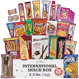 International Snack Box, 25 Full-Size Foreign Snack Box, Exotic Turkish Snacks From Around The World International Snacks, Sweet, Savory, Chewy, Crunchy Gift Box