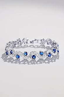 Shining Diva Fashion Royal Blue Crystal CZ Silver Plated Stylish Bracelet Gifts for Girls Women(9576b)