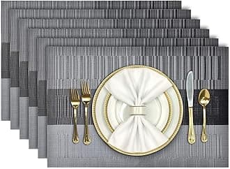 Aofmee Placemats, Placemats for Dining Table Set of 6, Heat Resistant Place Mats, Washable PVC Table Mats, Woven Vinyl Plastic Placemats, Non-Slip Stain Resistant Kitchen Table Placemats Easy to Clean