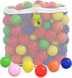 Ball Pit Balls for Kids, Plastic Refill Balls, 200 Pack, Phthalate and BPA Free, Includes a Reusable Storage Bag with Zipper, Bright Colors, Gift for Toddlers and Kids