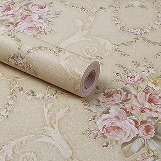 wolpin DIY Botanical Wallpaper (45 x 500 CM, Mustard Yellow) | Floral Damask Self Adhesive Wall Sticker Roll | Decorative Wallpaper for Living Room Bedroom Sofa Background Home Décor