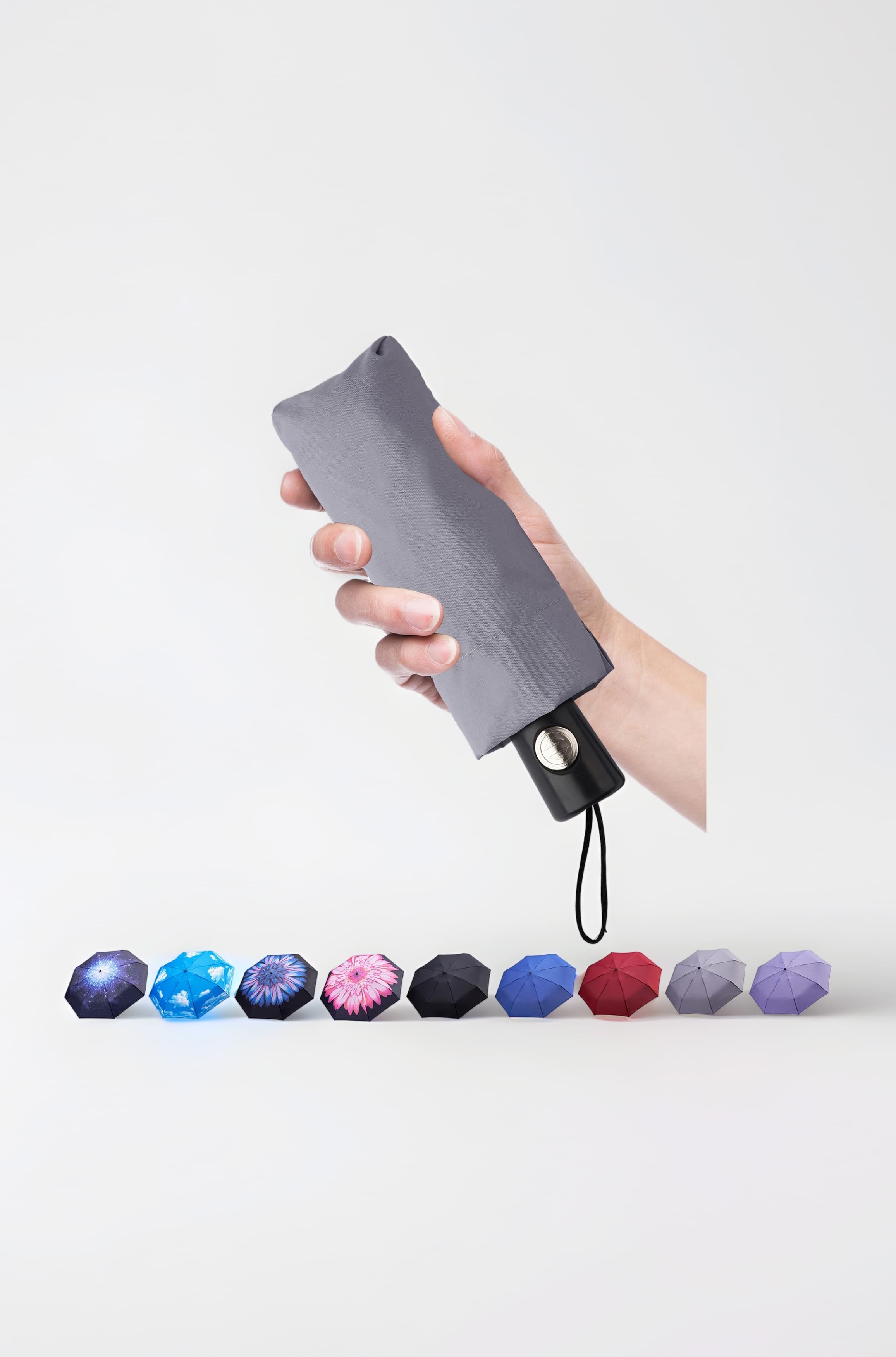 Goothdurs Automatic Mini Travel Windproof Umbrella Compact Auto Open/Close Small Lightweight Folding Rain Umbrellas for Women Men Kids