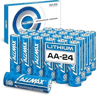 Allmax AA Maximum Power Lithium Batteries (24 Count) – Longest Lasting, Leakproof, 20-Year Shelf Life, Ultimate Performance, Perfect for Blink Security Cameras (1.5V)