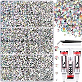 30000Pcs Resin AB Rhinestones for Bedazzling Crafting with b7000 Jewelry Glue, Bulk Flatback Gems Bedazzler Kit for Crafts Clothes Shoes Fabric Nail Diamond Art, Assorted Size 2/3/4/5/6mm
