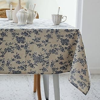 YiHomer Pastoral Rectangle Tablecloth - 60 x 120 Inch Table Cloth - Washable Table Cover with Dust-Proof Wrinkle Resistant for Restaurant, Picnic, Indoor and Outdoor Dining, Floral (Dark Blue)