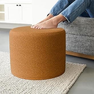 ZICOTO Beautiful Boucle Pouf Ottoman and Foot Rest - Elevate Your Living Room Decor with Lightweight Comfort and Charm - A Round Modern Foam Filled Foot Stool Perfect to Rest Your Feet
